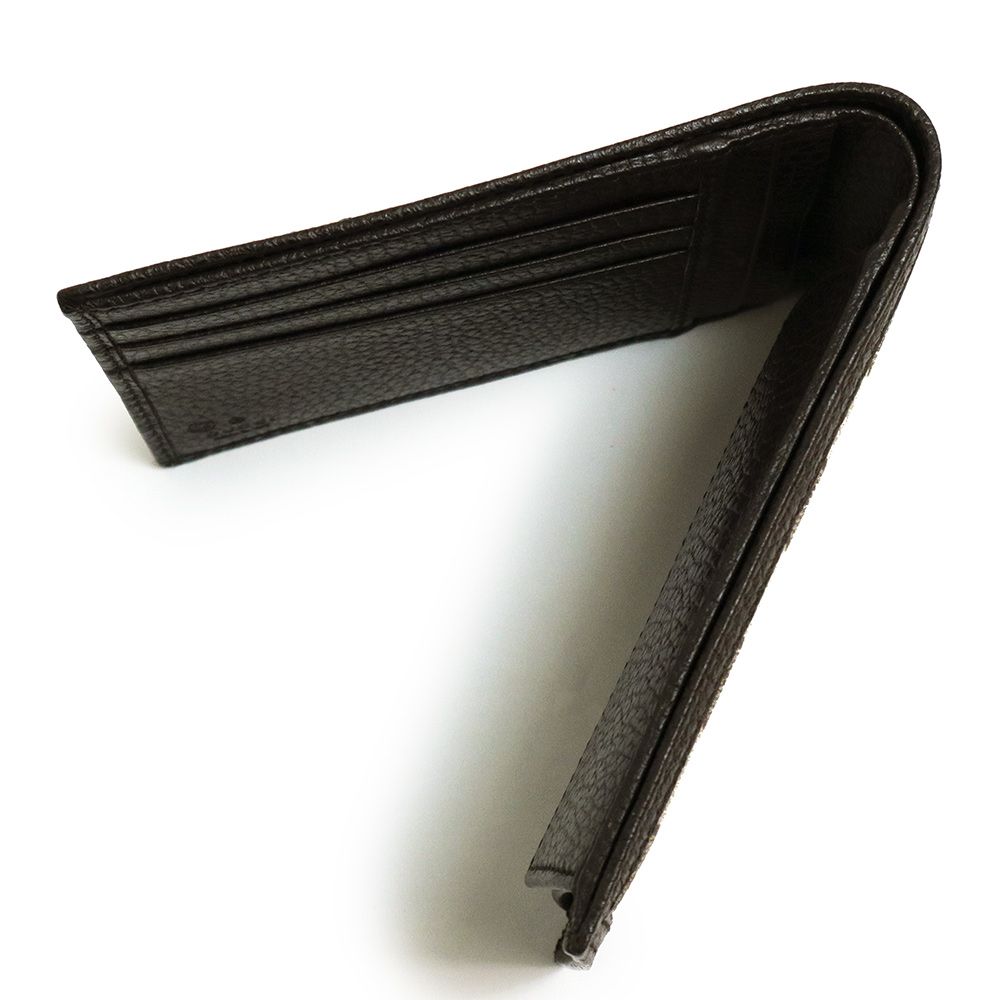 グッチ 二つ折り財布 GGキャンバス レザー ベージュ ダークブラウン 茶  