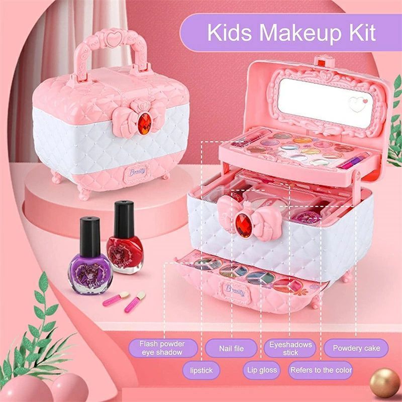 こども メイクセット メイクセット キッズ お化粧セット おもちゃ コスメセット お化粧セット 子供 無害 子供 用 メイク セット 安全 本物 ごっこ遊び メイクセット メイクおもちゃ キッズ プリンセス コスメティック アイシャドウ リップグロス q153