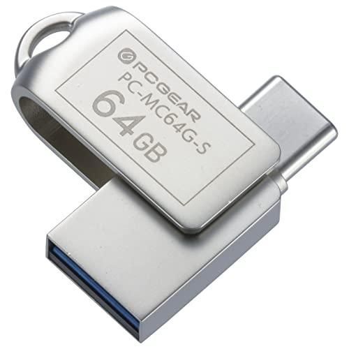 オーム 電機 PCGEAR_USBメモリー 64GB TypeCu0026amp;TypeA対応 PC-MC64G-S 01-0064 OHM