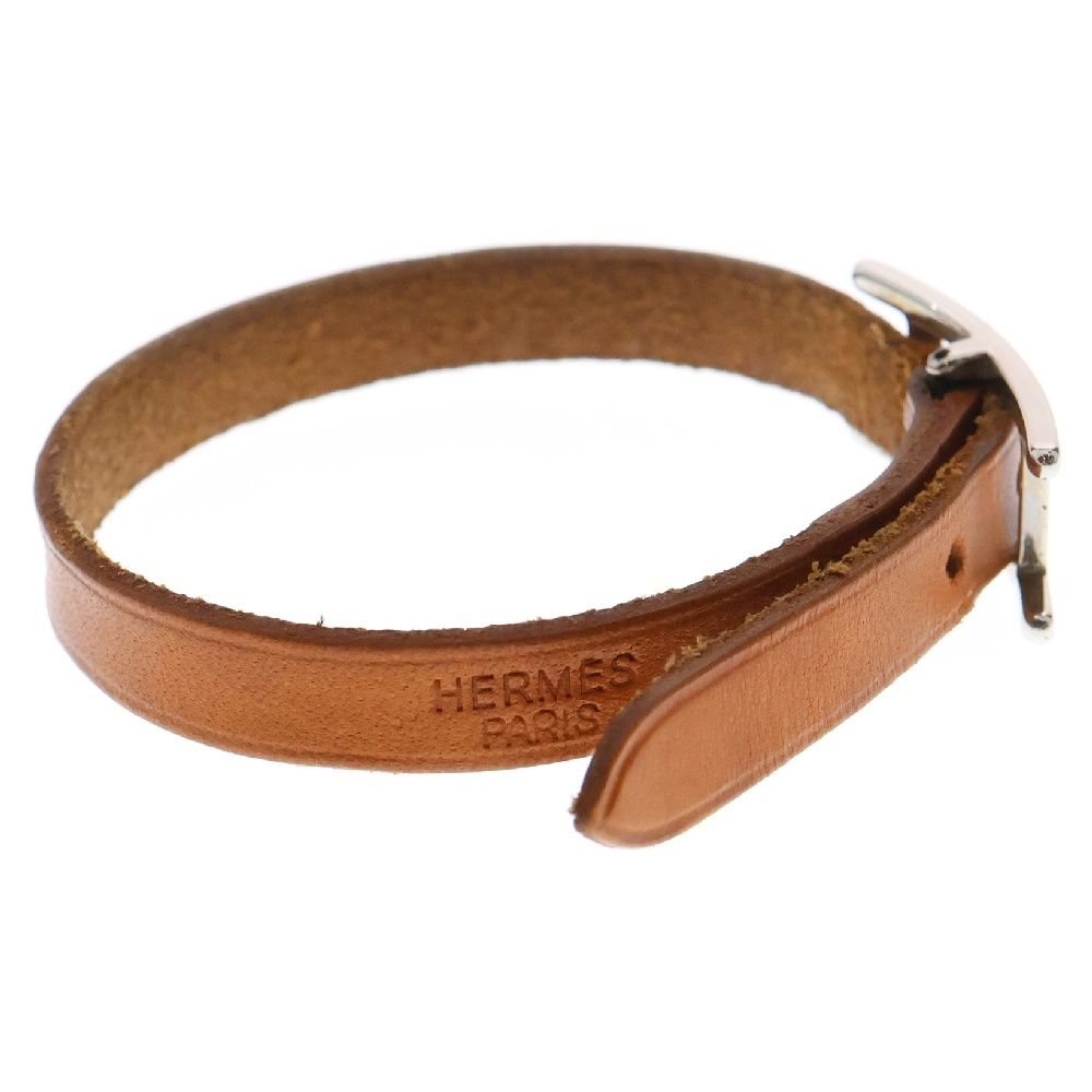 HERMES (エルメス) アピ3 □C刻印 レザーブレスレット シルバー金具