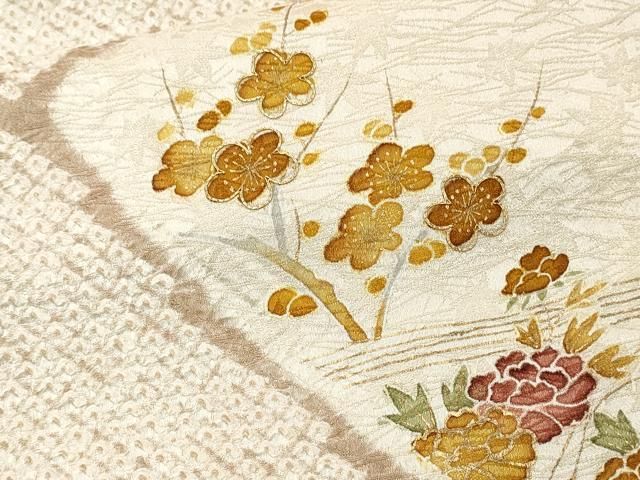 平和屋着物□訪問着 駒刺繍 雪輪草花文 金彩 正絹 逸品 AAAX0536ph