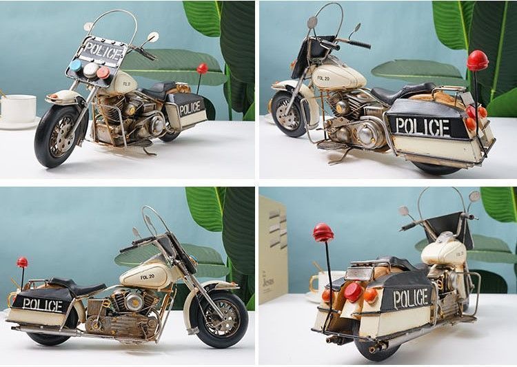 ブリキのバイクフィギュア ヴィンテージ風 A POLICE アメリカン 手作り ブリキのバイクフィギュア ヴィンテージ風 A POLICE アメリカン
