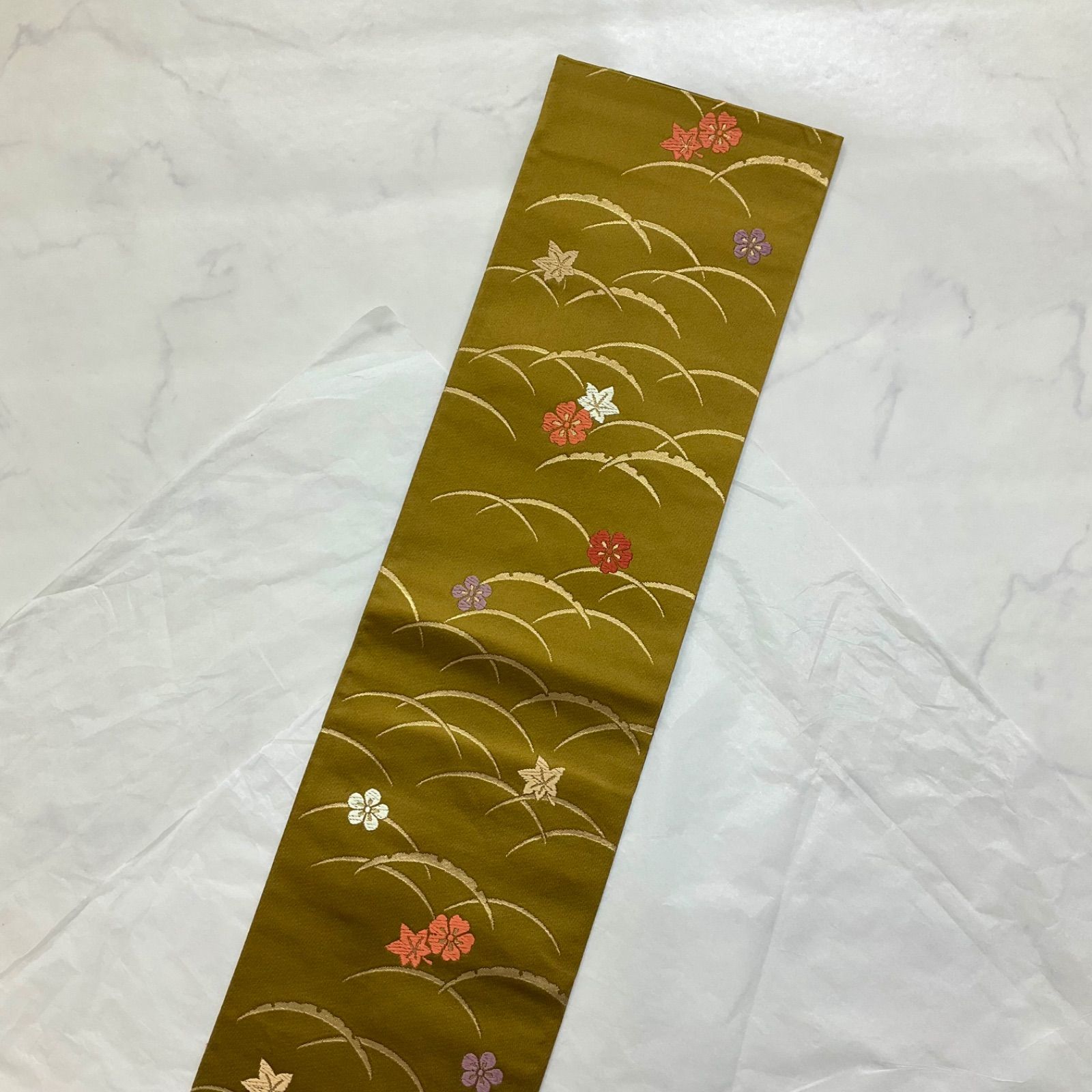 厳選●未使用同然●最高級西陣織唐織手織正絹●半幅帯半巾帯小袋帯●433 kimono+one○未使用同然○最高級西陣織○素敵な半幅帯○唐織