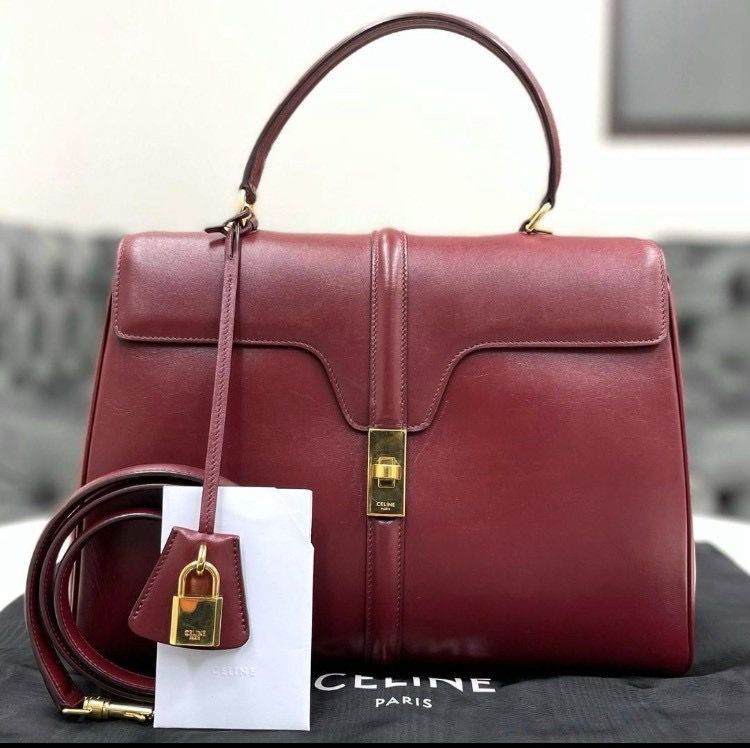 セリーヌ 16セーズ ミディアム バーガンディー 2way ハンドバッグ