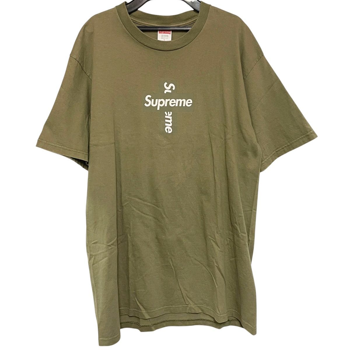 中古】 SUPREME シュプリーム 20AW Cross Box Logo Tee Lサイズ カーキ 