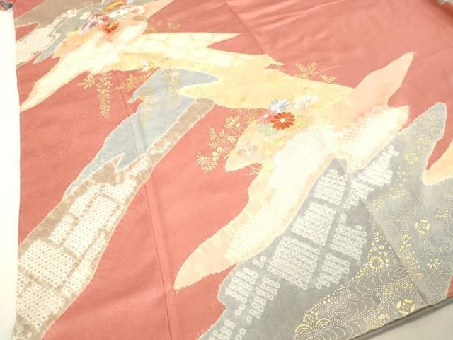 平和屋着物○創業460年・千總 訪問着 絞り 刺繍 草花文 金彩 正絹 逸品  