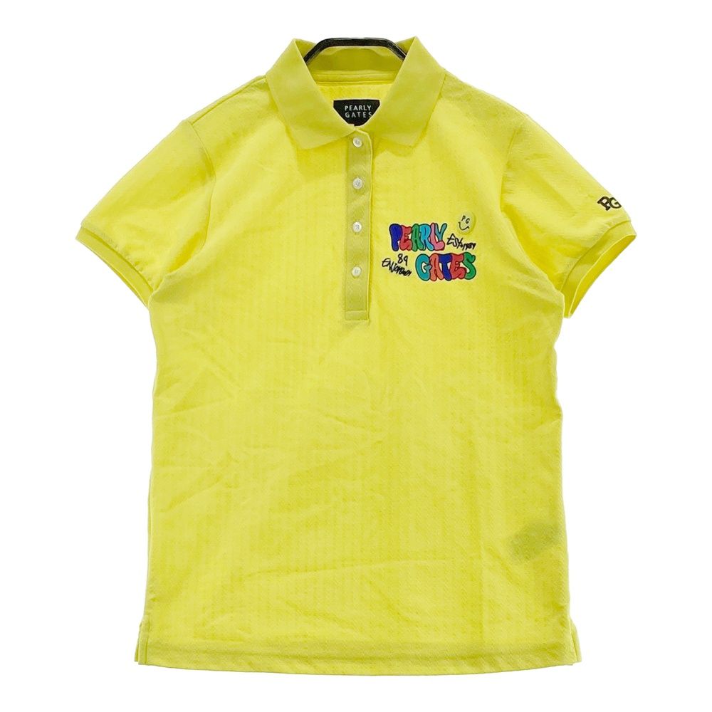 サイズ 0 PEARLY GATES パーリーゲイツ 2025年モデル 半袖ポロシャツ ニコちゃん イエロー系 240101524278 ゴルフウェア レディース ストスト