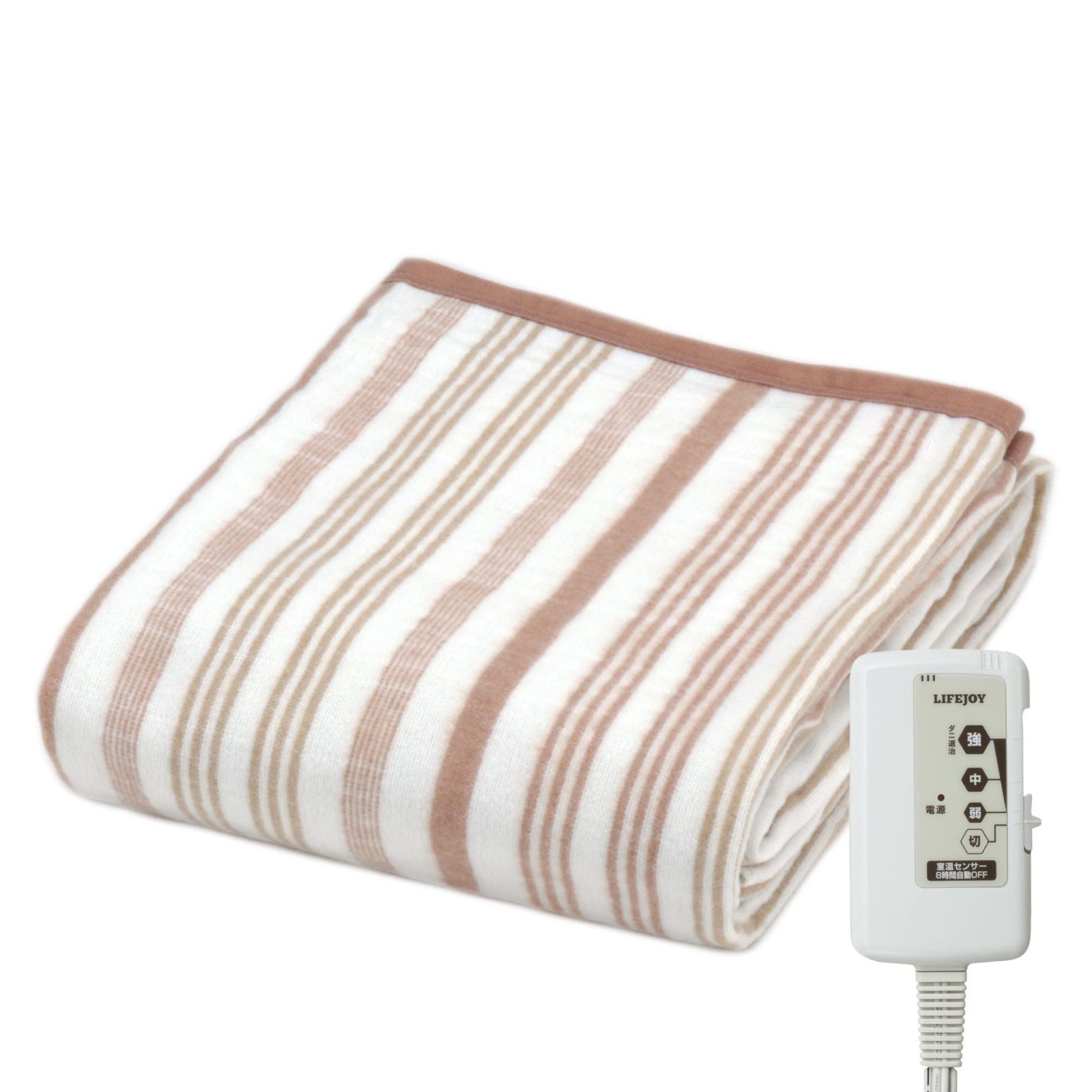 室温センサー付 8時間OFFタイマー機能付 洗濯可能 頭寒足暖 188cm×130cm ブラウン シングル やわらか 兼用 敷き 掛け JBK551G-B 日本製 電気毛布 ライフジョイ
