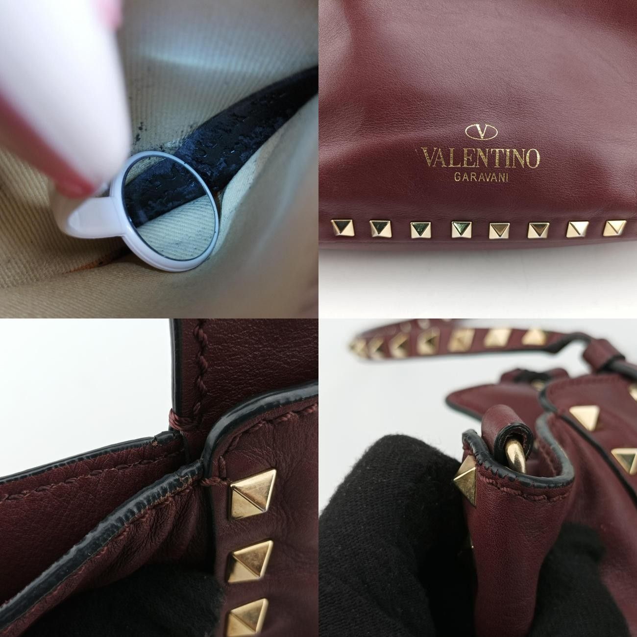 ヴァレンティノValentinoロックスタッズワインレッドレザーBS-F037BOL-1 DECORATOM_COM_BR