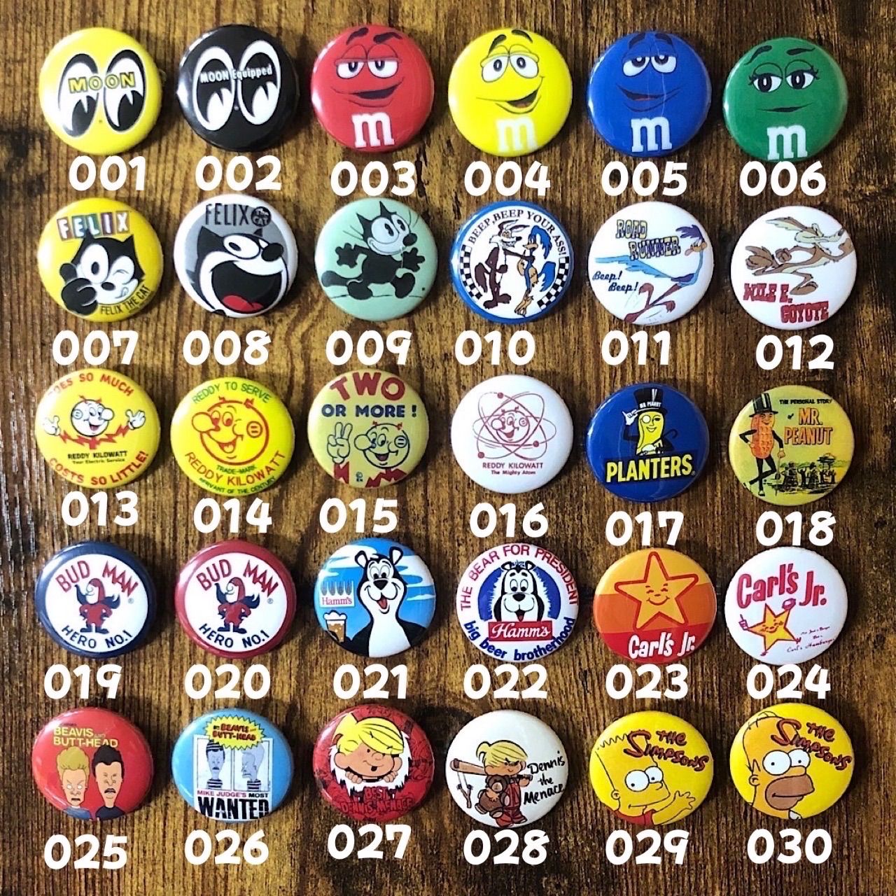 【缶バッジ】4種セット M&M's エムアンドエムズ アメリカン雑貨