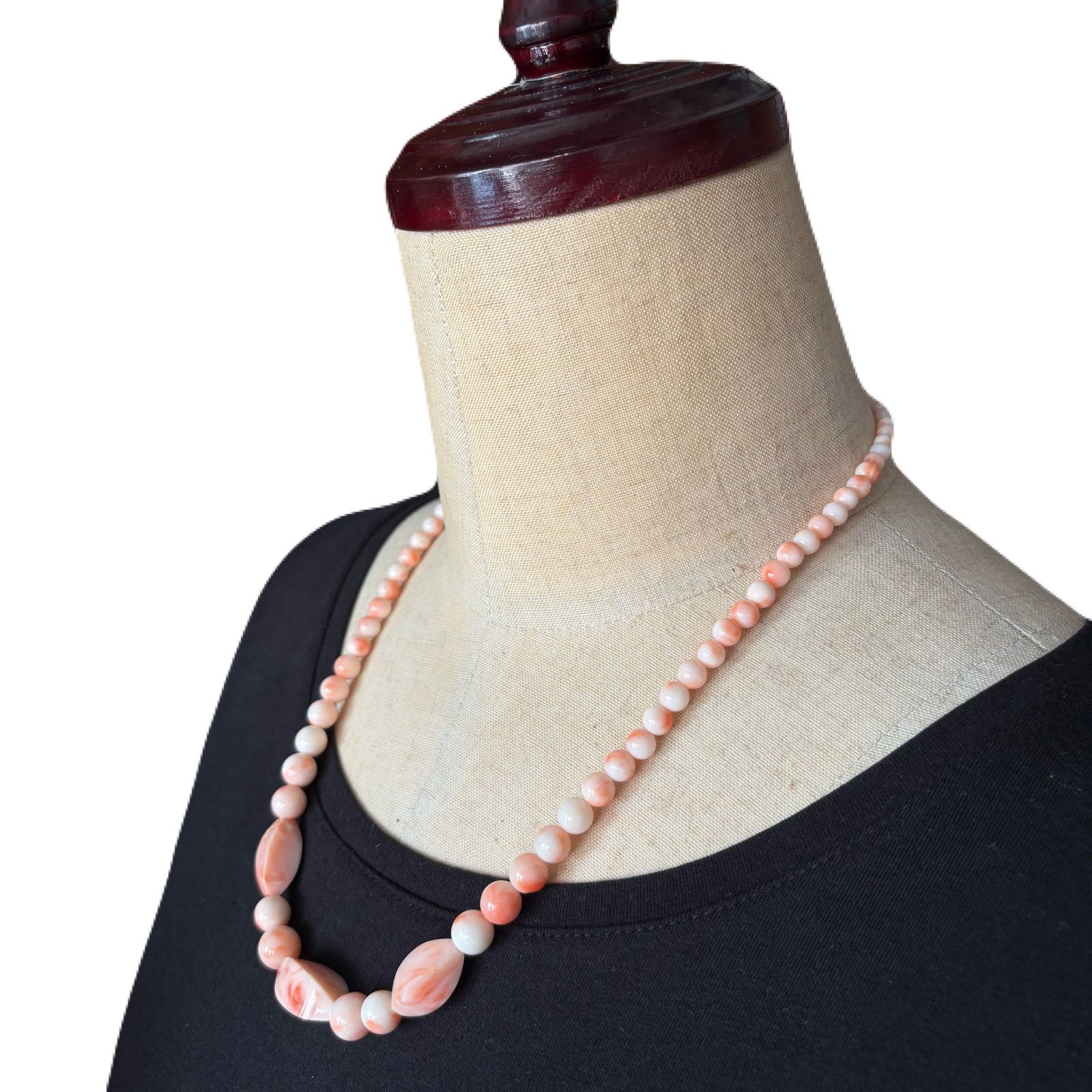 ✨天然桃珊瑚 編み込みネックレス 14K金具使用（約43cm）