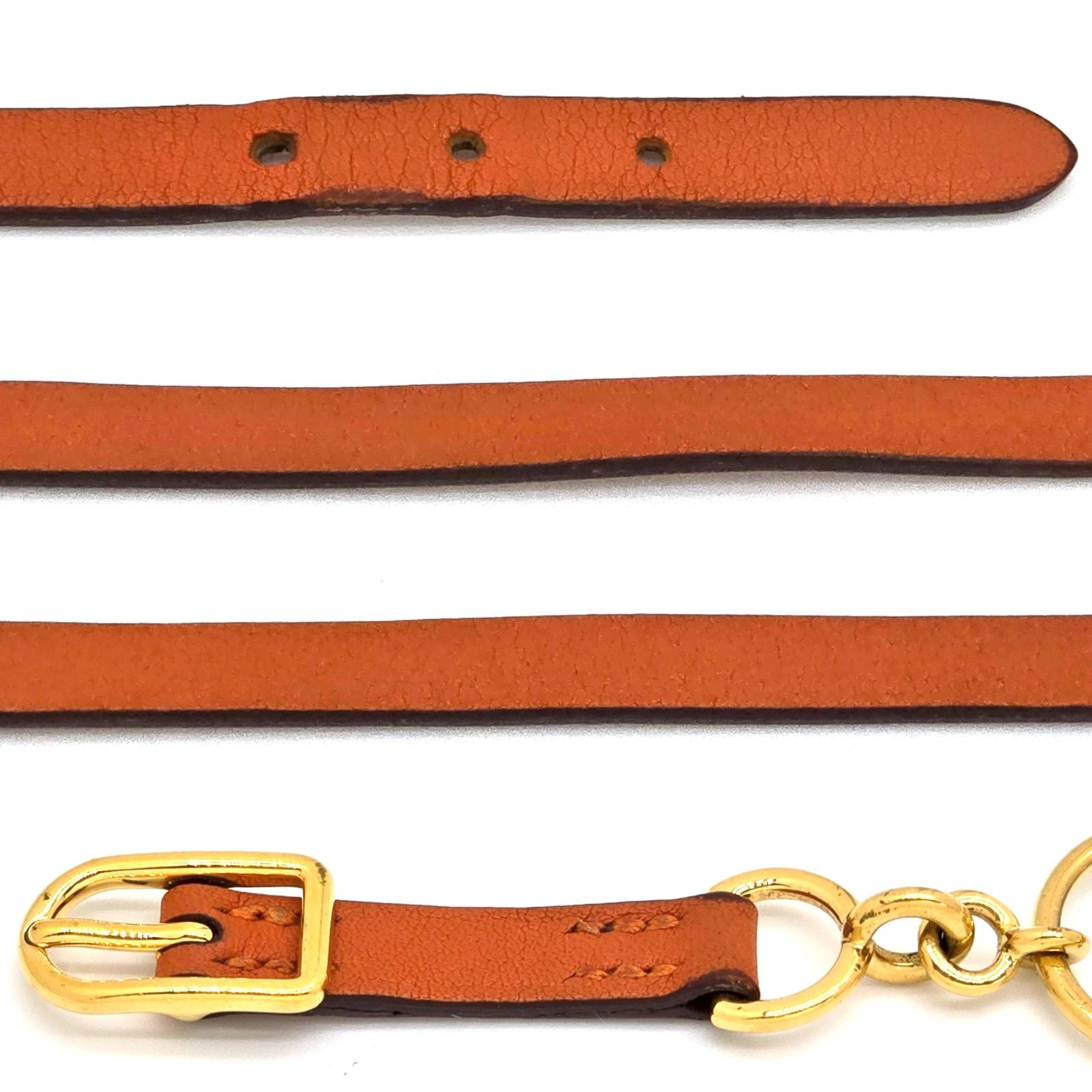 HERMESレザーブレスレット オレンジ HERMES エルメス レザーブレスレット エトリエ ドゥブルトゥール