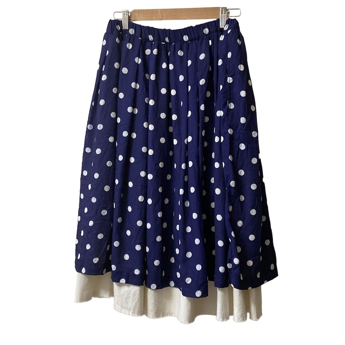 COMMEdesGARCONS COMMEdesGARCONS コムデギャルソンコムデギャルソン ロングスカート サイズS レディース - パープルブルー×白 ドット柄