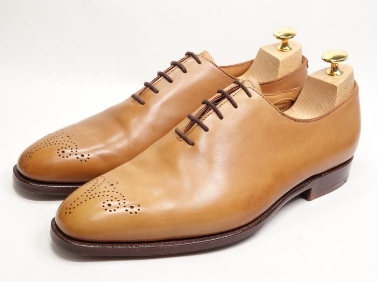 623 0925 使用数回 ジョージクレバリー クロケット製 ホールカット ライトブラウン カーフ 7.5 E