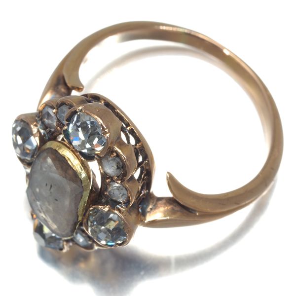 ダイヤ ダイヤモンド ヴィンテージ アンティークカットリング K18YG/PG  