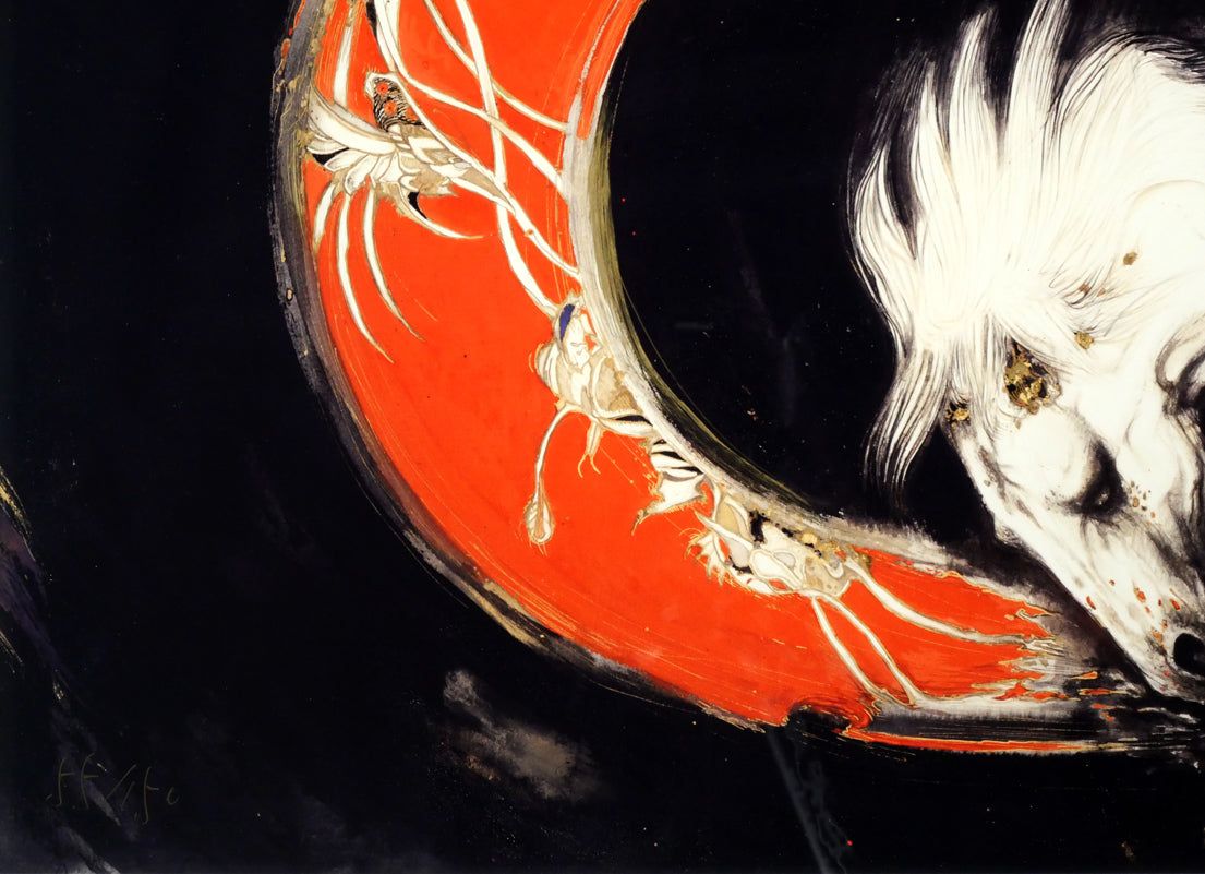 天野 喜孝「飛天 朱 C／C」シバクローム版画・限定直筆サイン入り 日本