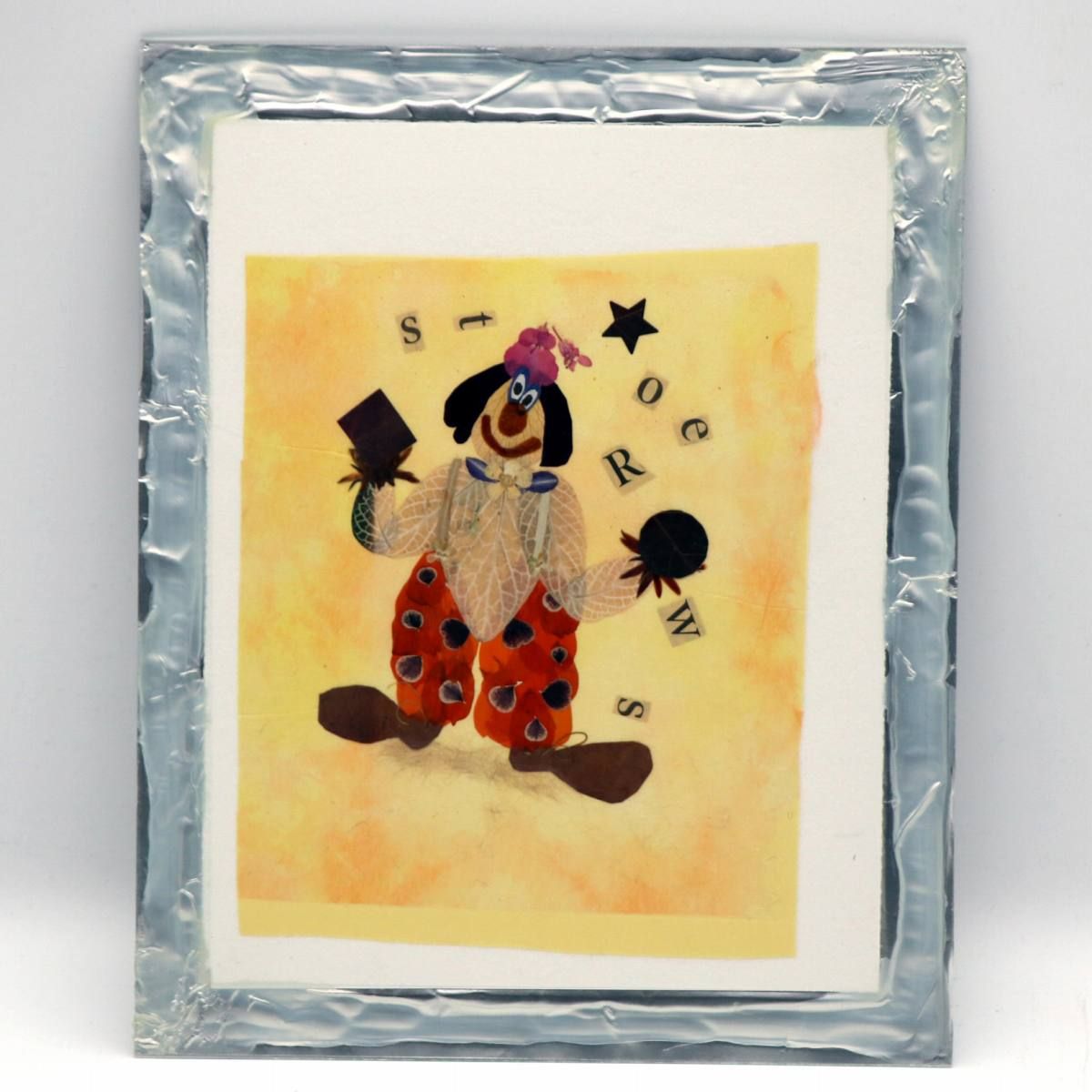 作者不明 ピエロ 貼り絵 額入 No.200708-334 梱包サイズ60