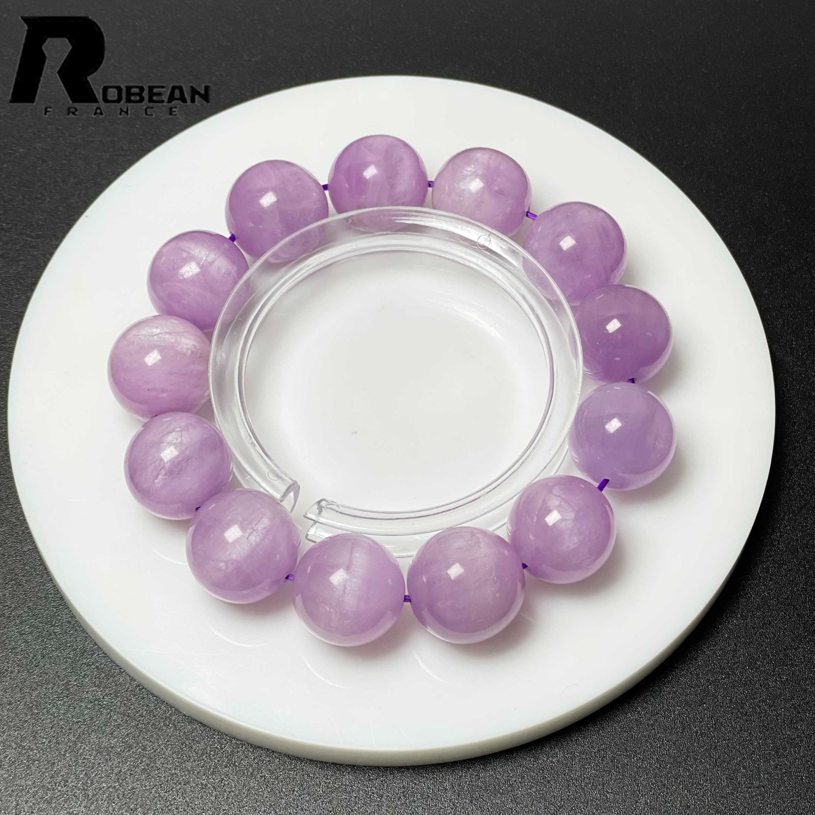 上品 EU製 定価14万円 ROBEAN クンツァイト リシア輝石 パワーストーン ブレスレット 天然石 プレゼント ギフト 15.9-16.8mm M0401732