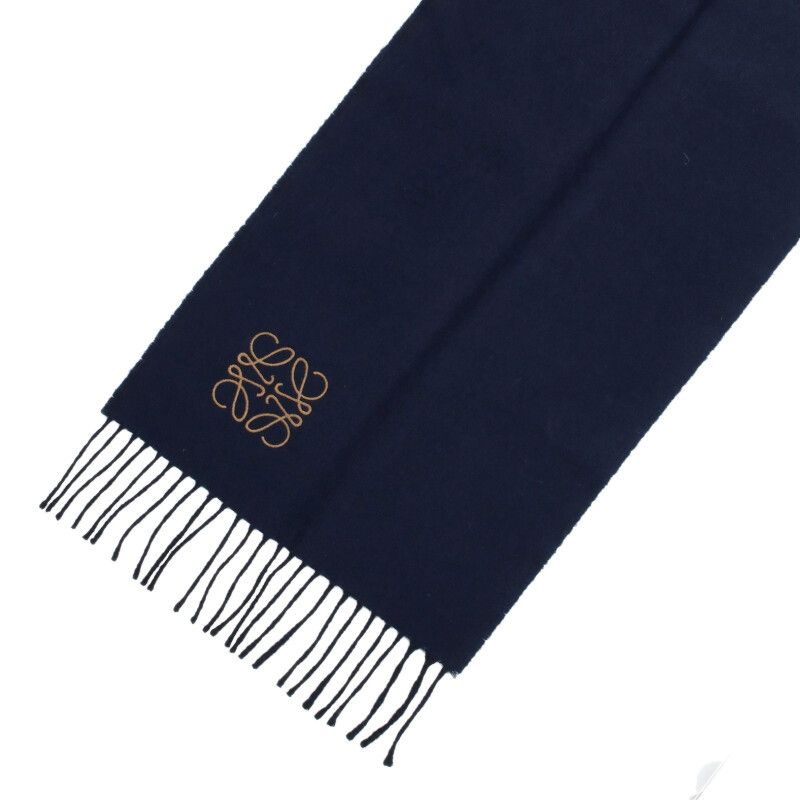 ロエベ F810250X01 アナグラム刺繍カシミアウールマフラー メンズ  