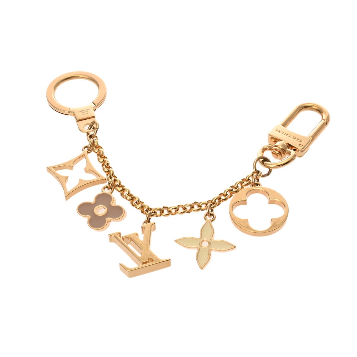 ルイヴィトン フルール ドゥ モノグラム バッグチャーム チェーン ゴールド M 65111 ユニセックス GP キーホルダー