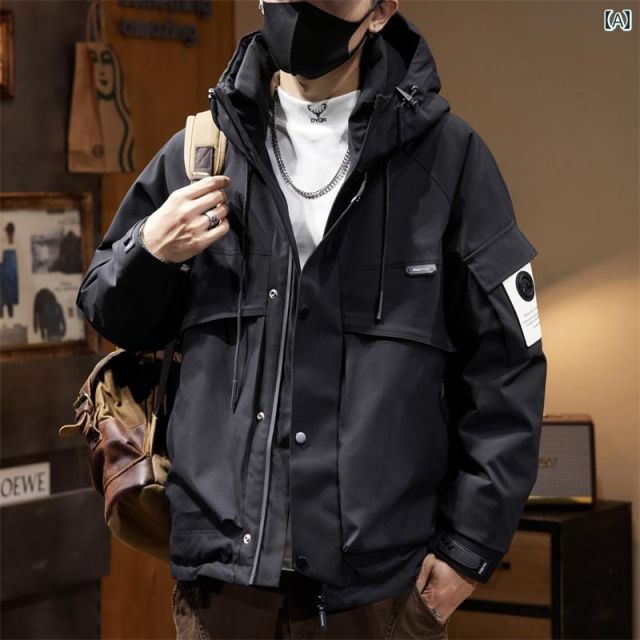 2XL 秋冬 コーデ メンズ 服 シンプル ファッション オシャレ 大人 かっこいい 大きいサイズ ストリート 紳士服 アメリカン フード付き ワークウェア ダウン ジャケット レディース レトロ アウトドア カップル兼