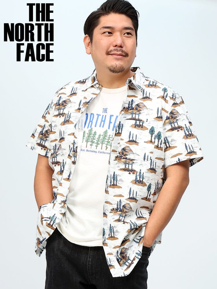 半袖 シャツ 大きいサイズ メンズ 総柄プリント ポケット BAYTRAIL PATTERN SHIRT カジュアルシャツ THE NORTH FACE ザ ノースフェイス ホワイト