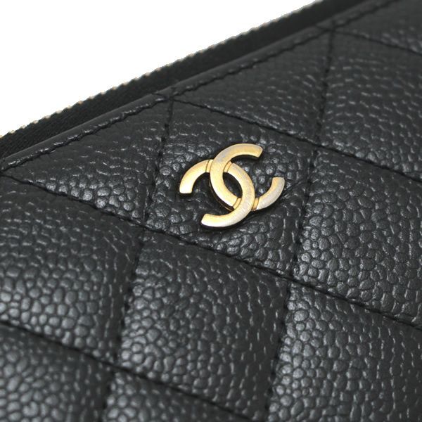 シャネル CHANEL マトラッセ ラウンドファスナー 長財布 キャビア