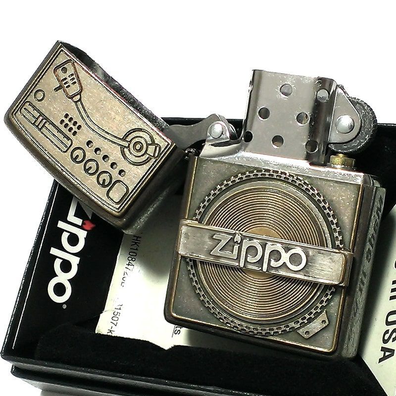 ジッポ ユーズドフィニッシュ レコード ZIPPO ライター 可動式 メタル