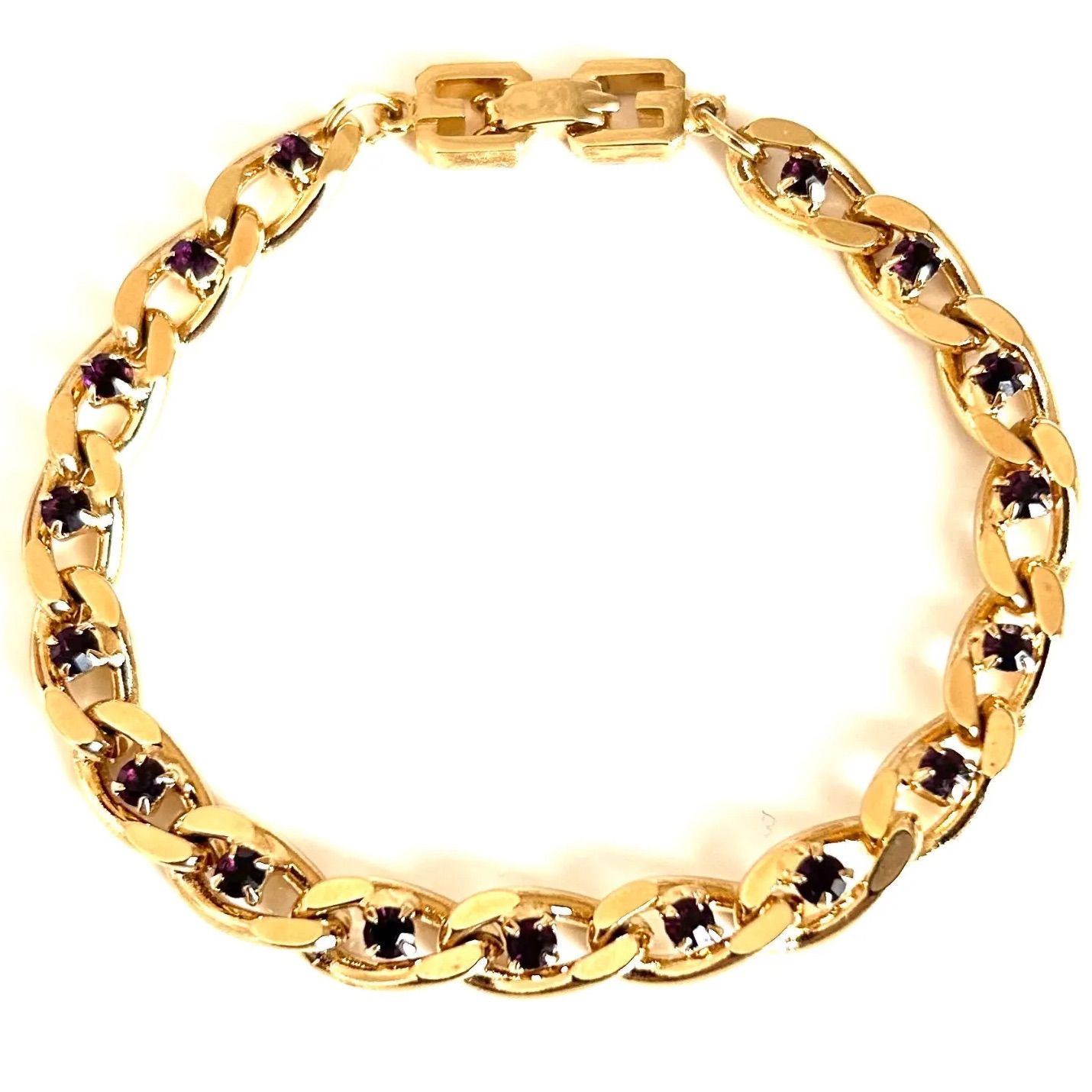 GIVENCHY ジバンシー ラインストーン 喜平チェーン ブレスレット GIVENCHY - GIVENCHY ジバンシー ラインストーン 喜平チェーン