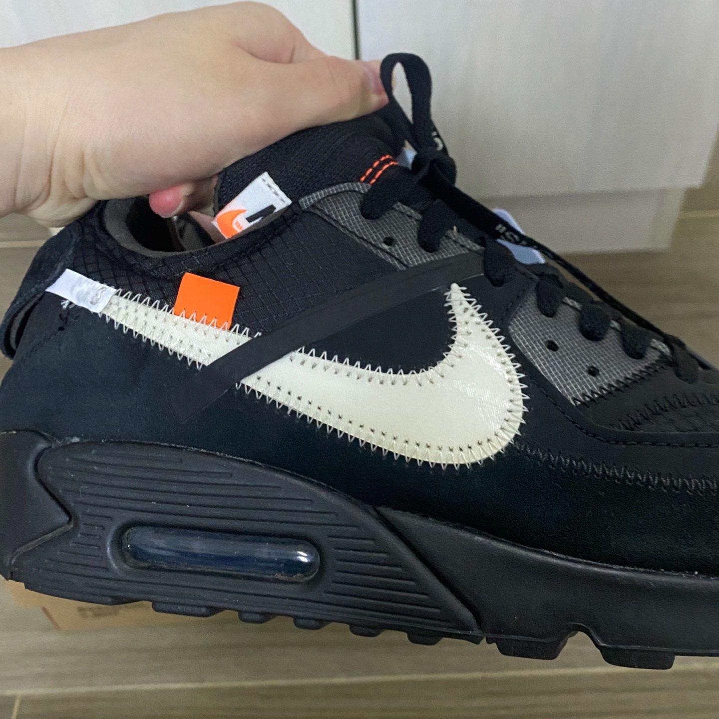 オフホワイト×ナイキ エアマックス90 ブラック/コーンOFF-WHITE × NIKE AIR MAX 90 BLACK/CORN  AA7293-001 - メルカリ