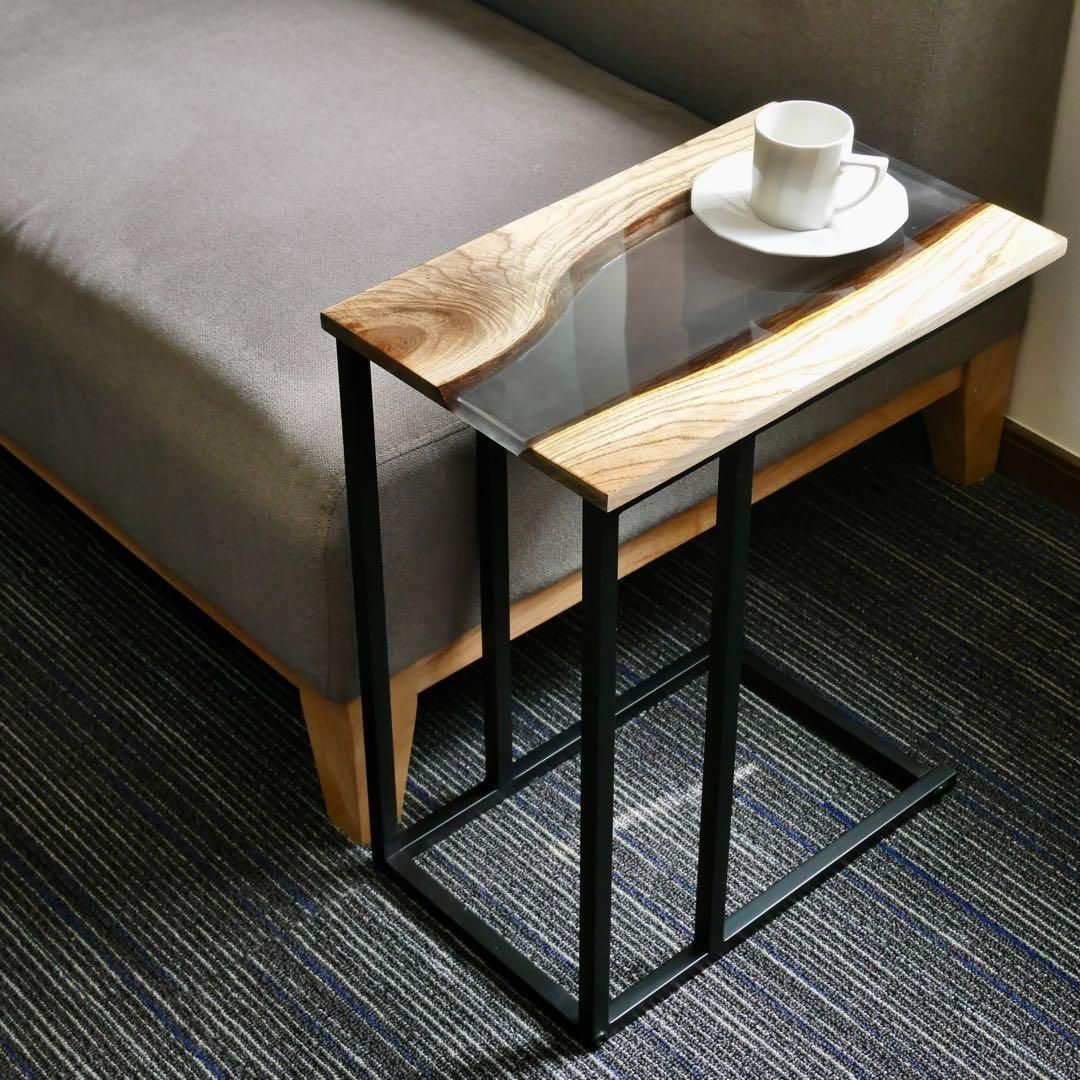 サイドテーブル レジン アイアン 木製 一枚板 おしゃれ コの字 ベッド 北欧 サイドテーブル レジン アイアン 木製 一枚板 おしゃれ コの字 ベッド