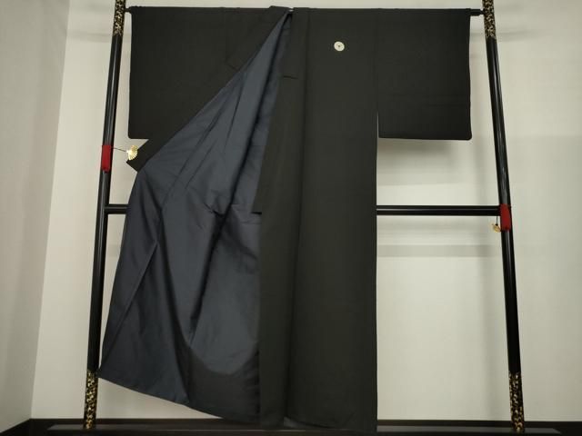 平和屋着物●男性 黒紋付 正絹 ck