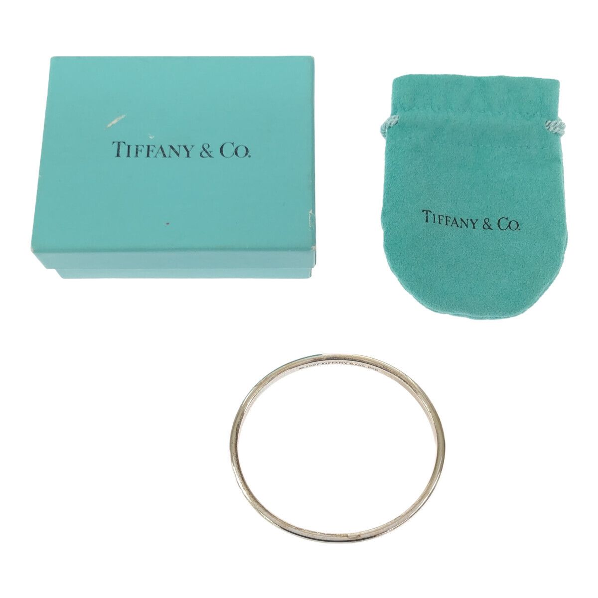 【瑠衣】ティファニー　ナローバングル　1837  箱付属 TIFFANY&Co. ティファニー 1837 ナロー バングル シルバー系