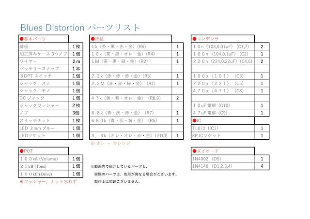 "Blues Distortion" Marshall系ディストーション《エフェクター自作キット》