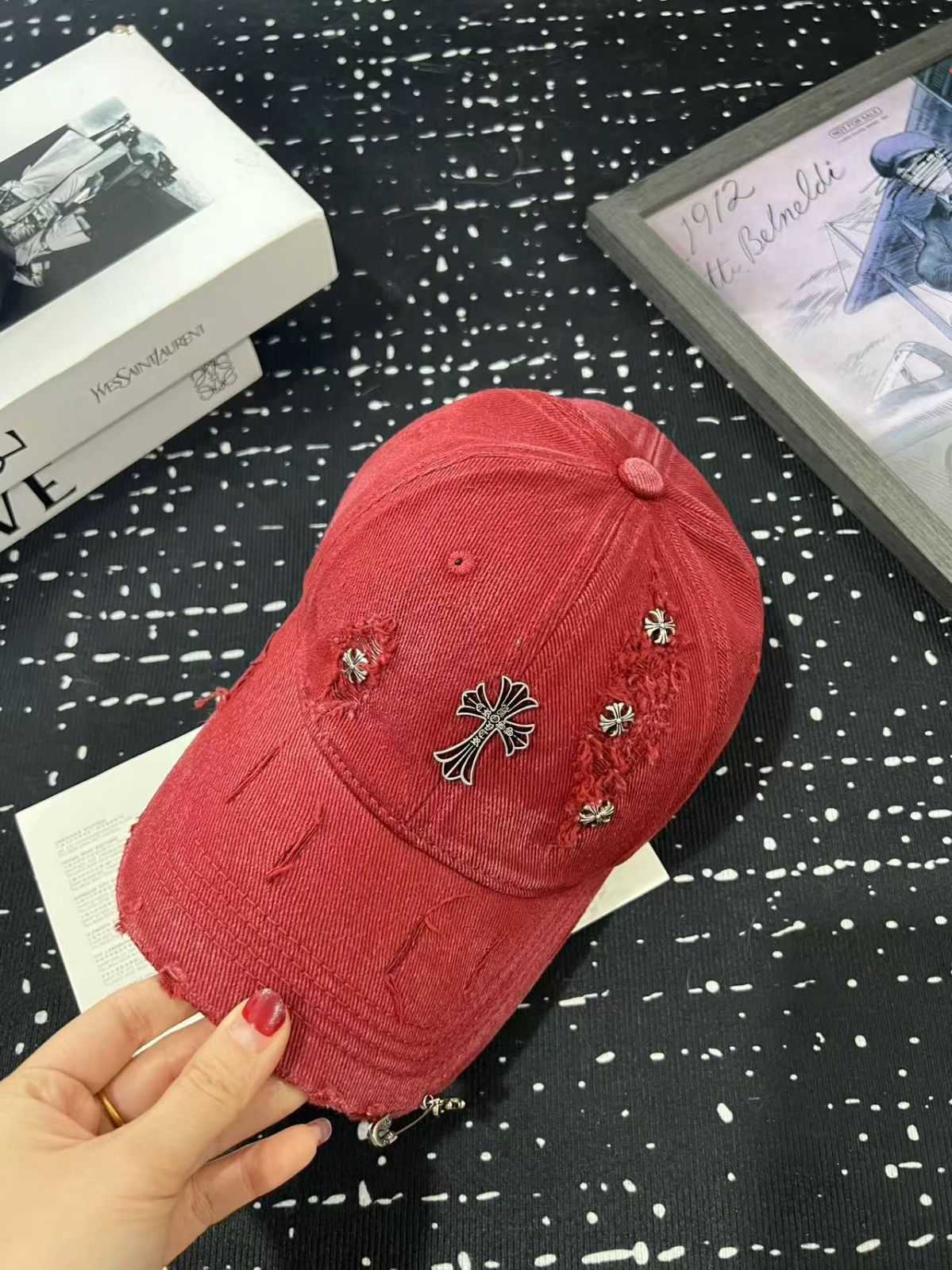 Chrome Hearts 春夏 帽子 ベースボールキャップ アウトドア 赤 男女兼用