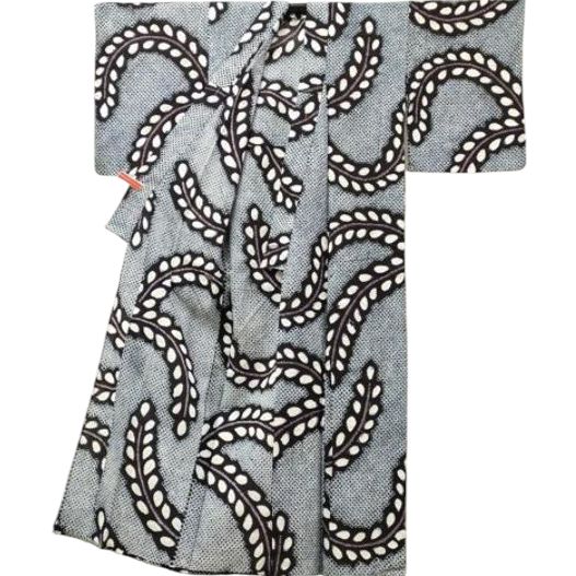 洗える 夏着物 有松・鳴海絞り 枝花文 藍染 浴衣 肩当て付き 絞り浴衣