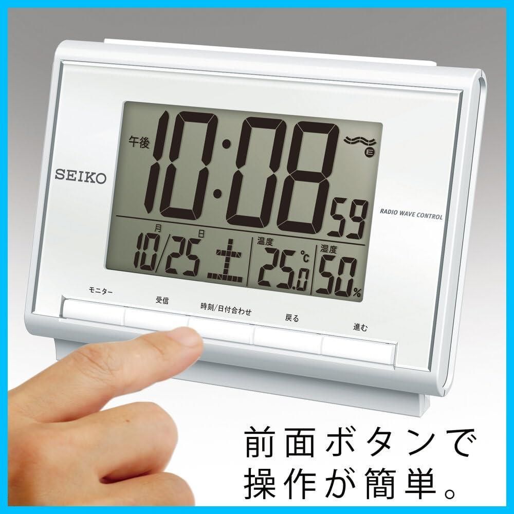 デジタル 電波 カレンダー 置き時計 温度 湿度 目覚まし時計 白 デジタル 電波 カレンダー 置き時計 温度 湿度 目覚まし時計 白