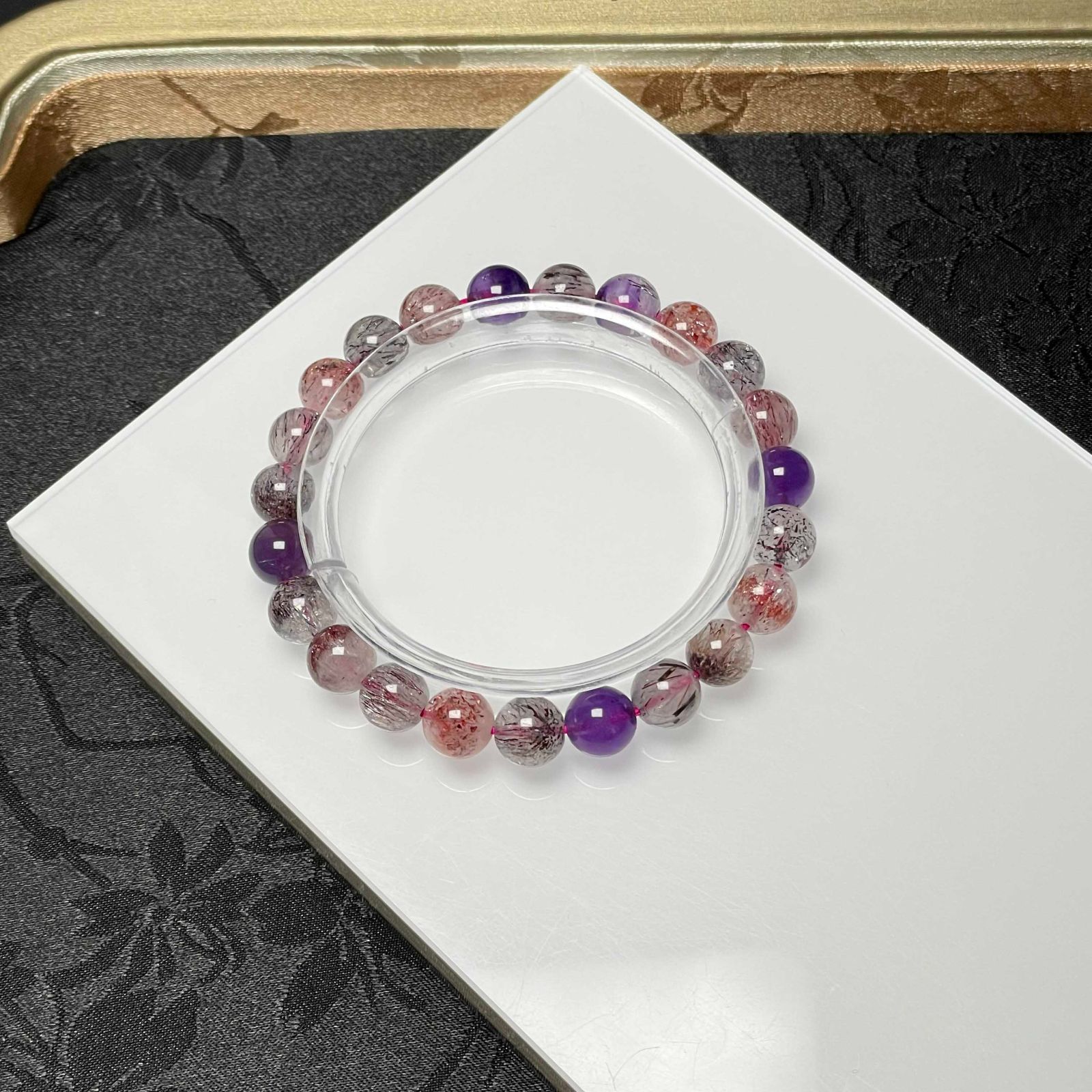 天然美品☆【極満針スーパーセブン】☆ブレスレット 天然石B 7.8-8.2mm