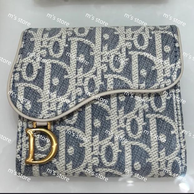 新品 Christian Dior ディオール Saddle Lotus ウォレット 財布 デニム