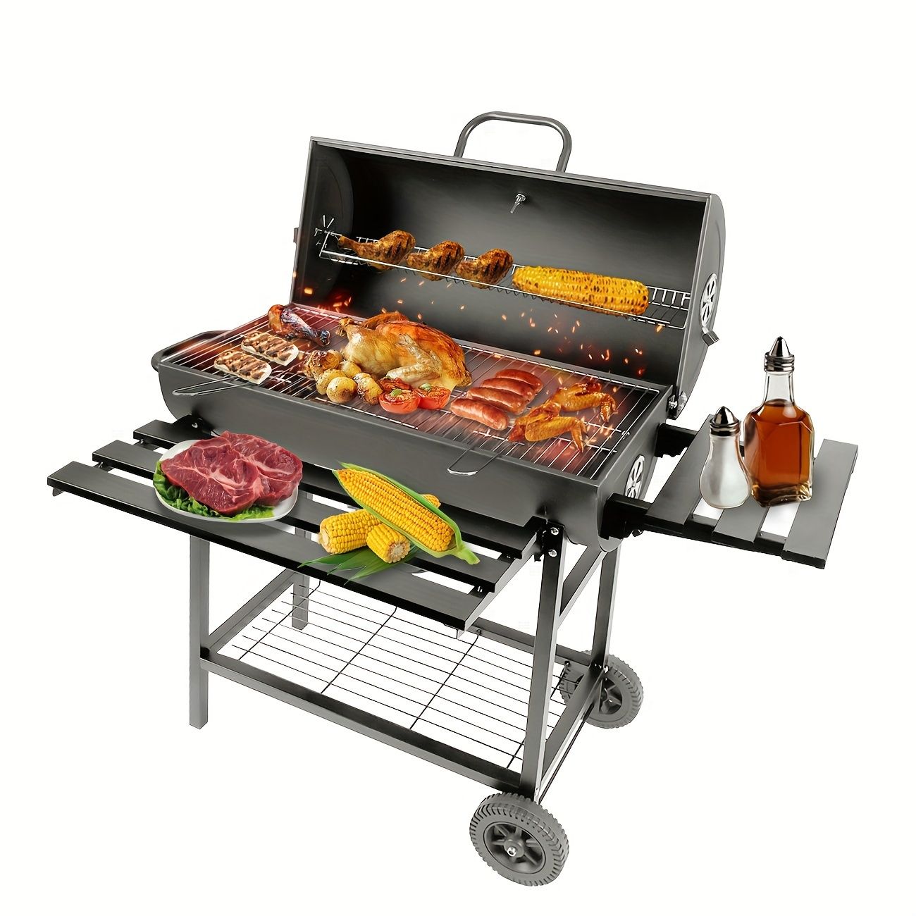 大型エナメル製チャコールBBQグリル