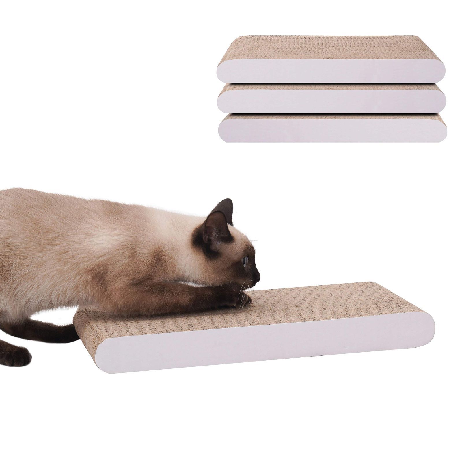 売切注意 お急ぎ下さい 3個パック ブラウン白い M シンプル 耐久 両面使える 猫おもちゃ 段ボール 猫爪とぎ PEOPLE-PETS