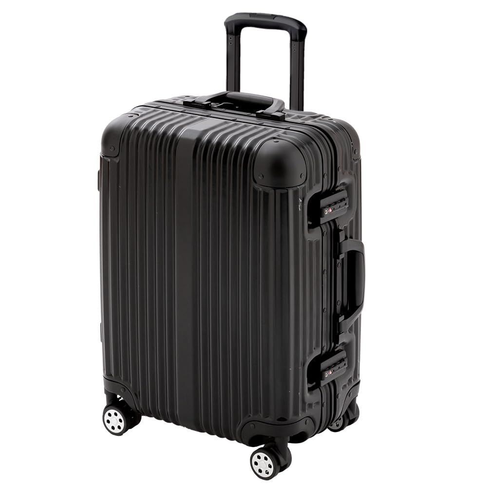 【在庫処分】アイリスプラザ キャリーバッグ アルミフレーム スーツケース 軽量 Mサイズ 79L ダブルキャスター 3~7泊 旅行 ブラック