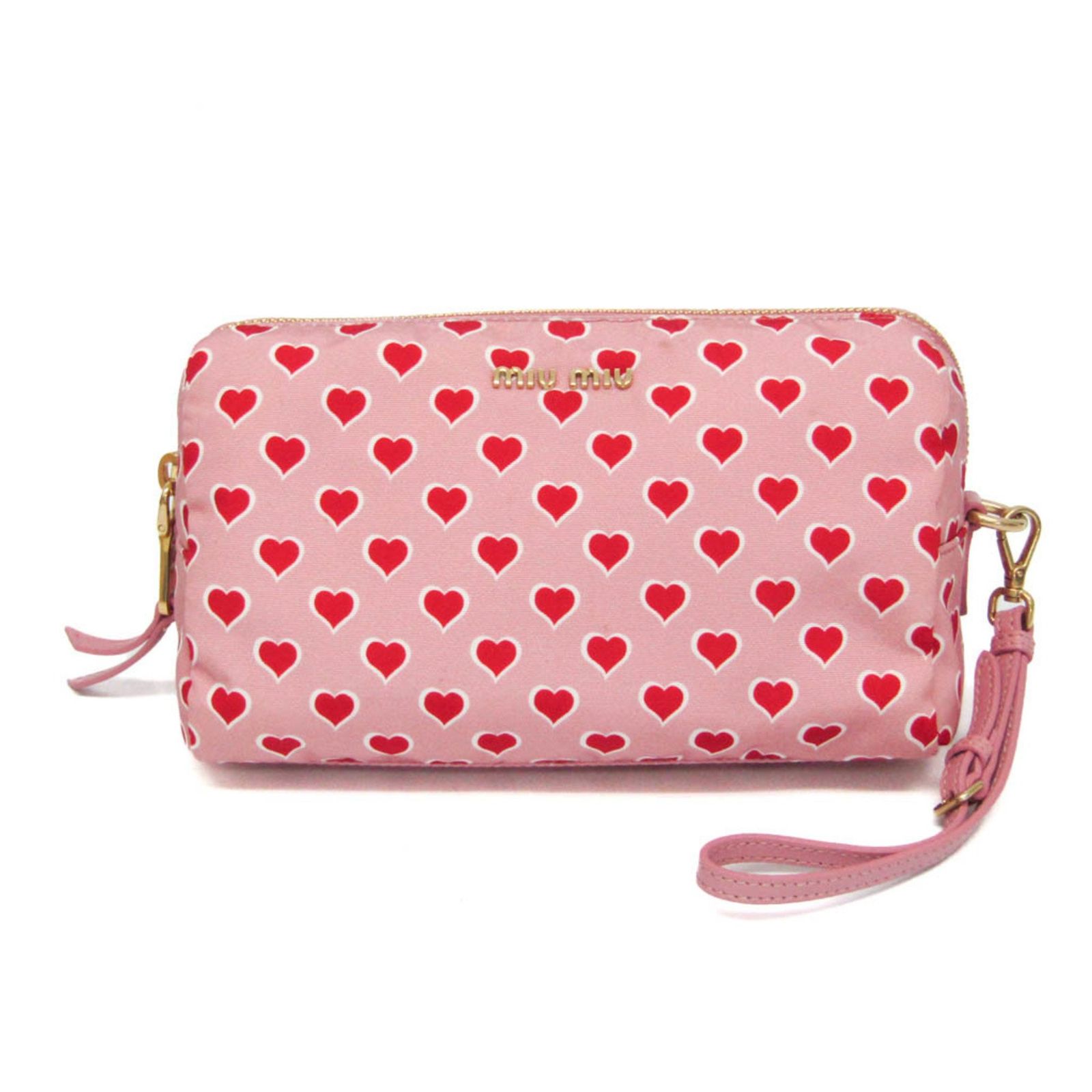 ミュウミュウ Miu Miu ハート 5NE457 レディース ナイロン ポーチ ピンク レッド ホワイト