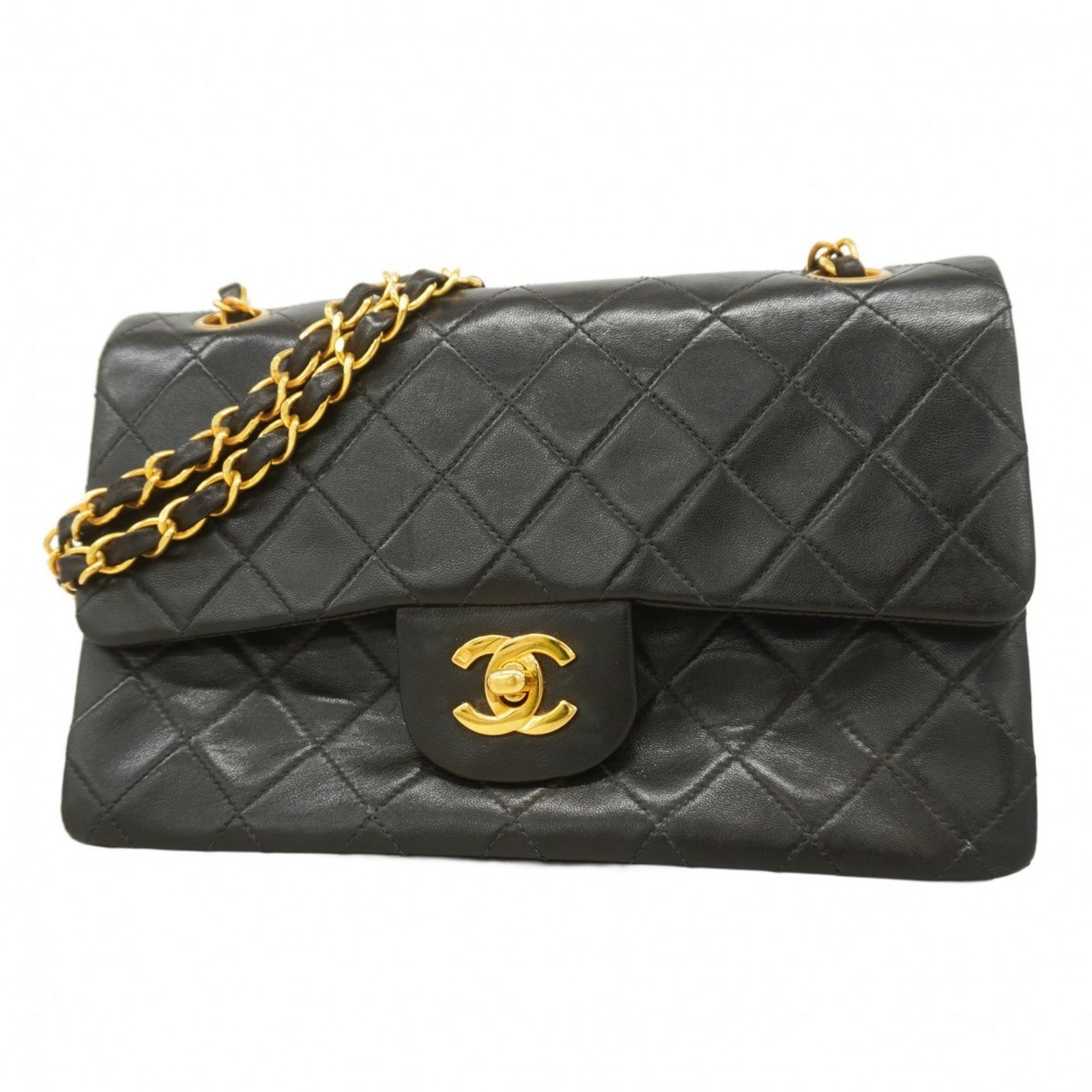 CHANEL マトラッセ　Wフラップチェーンショルダーバッグラムスキンブラック マトラッセ Wフラップ Wチェーンショルダーバッグ ラムスキン