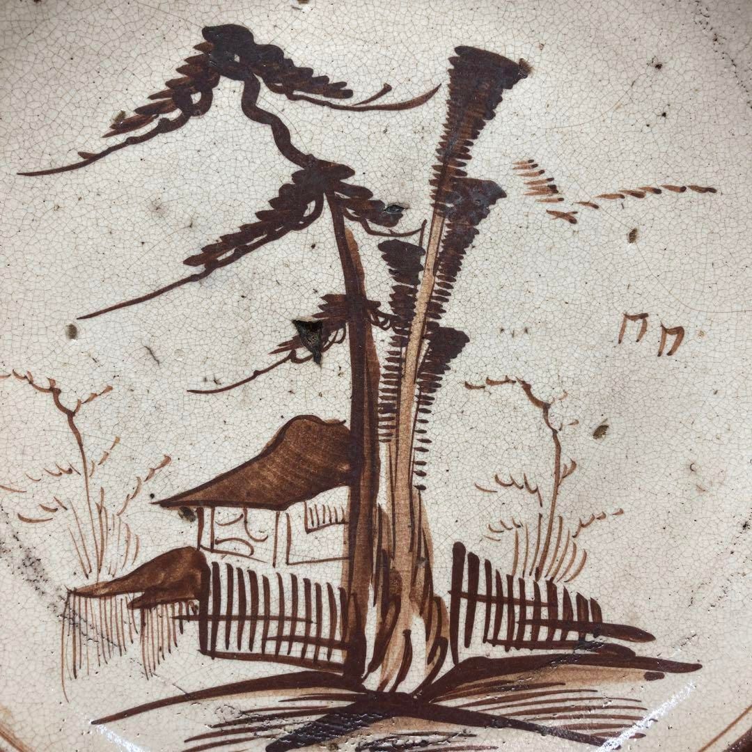 江戸初期 絵瀬戸大皿 直径24.8㎝ 東Y6-0115