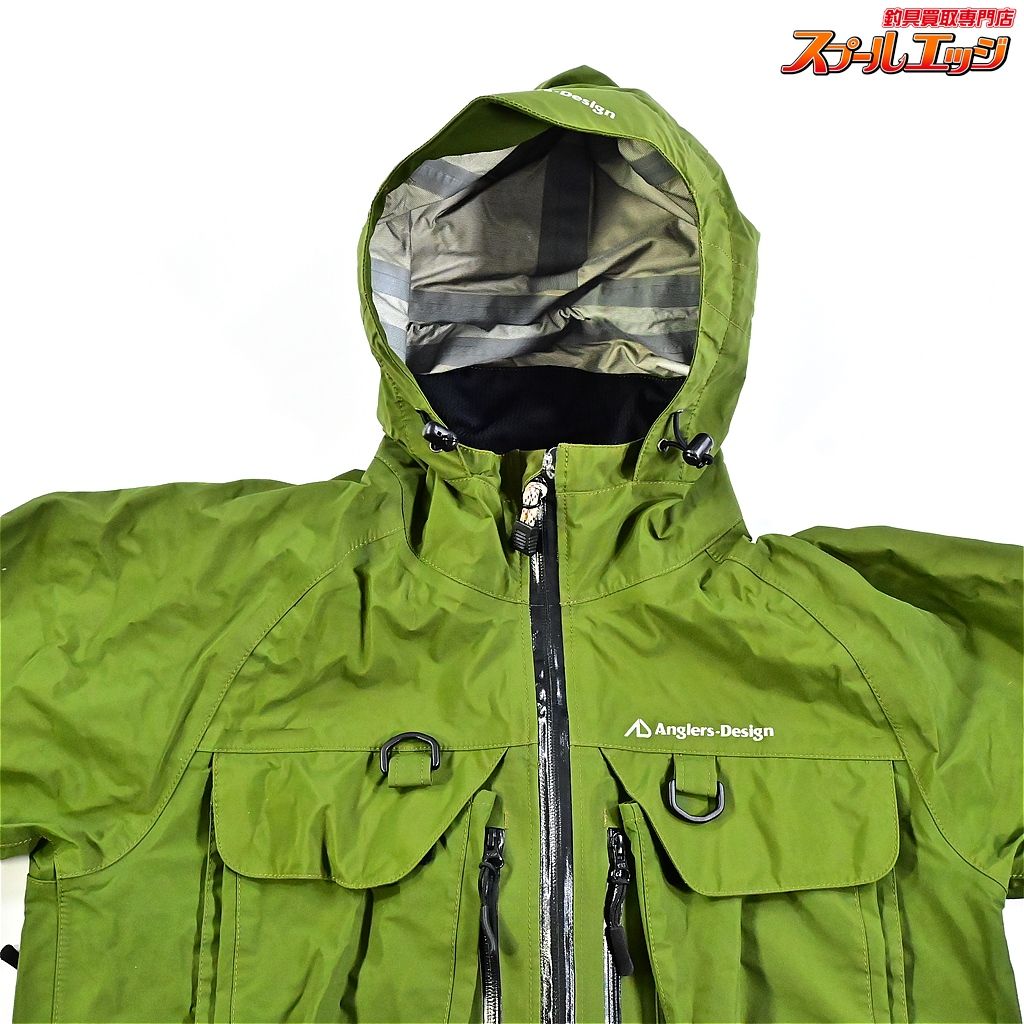アングラーズデザイン AD-TEX ウェーディングジャケット サイズM モスグリーン レインジャケット Anglers Design K_100 e06792