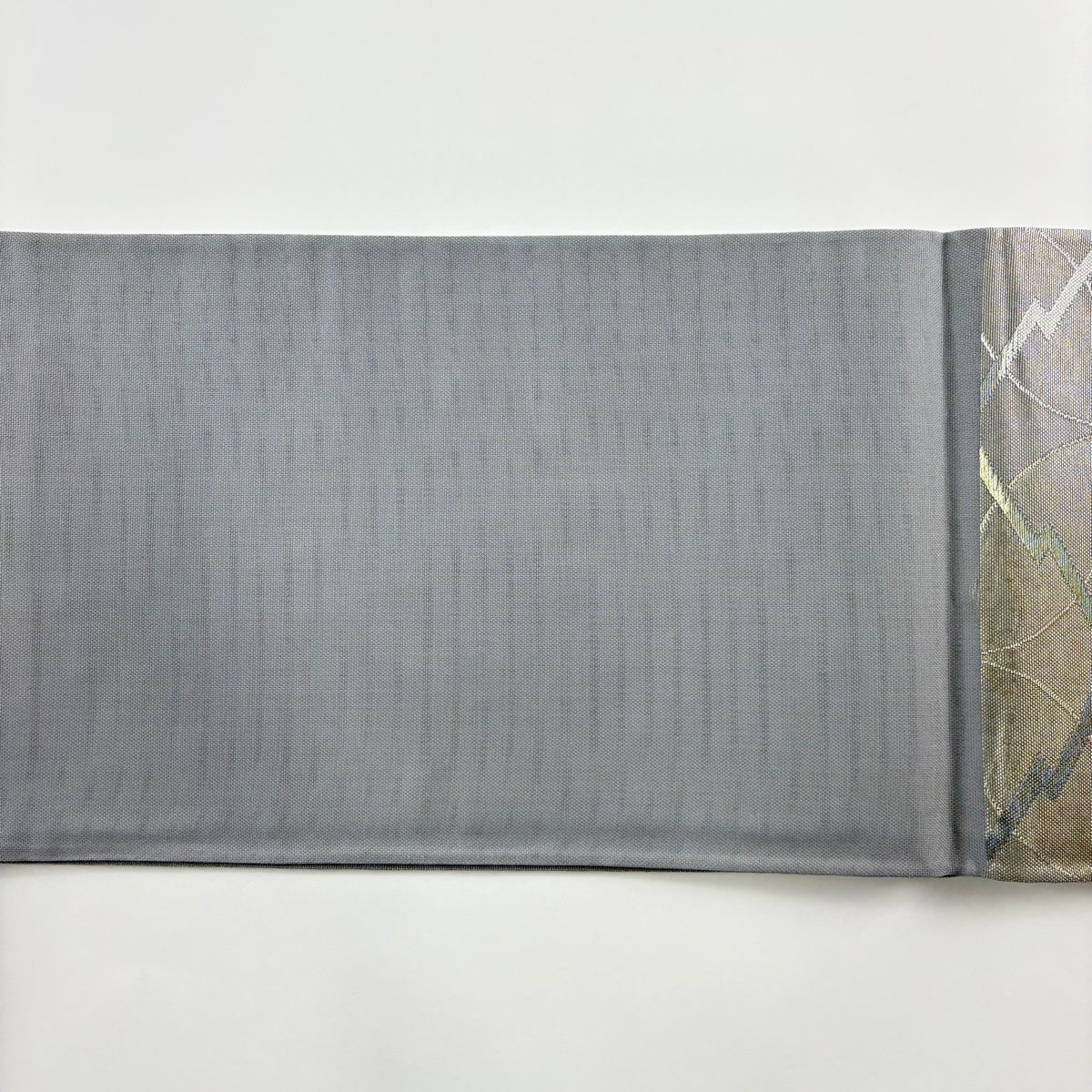 袋帯 秀品 夏帯 七宝 松皮菱 金銀糸 箔 銀色 六通 正絹 【中古
