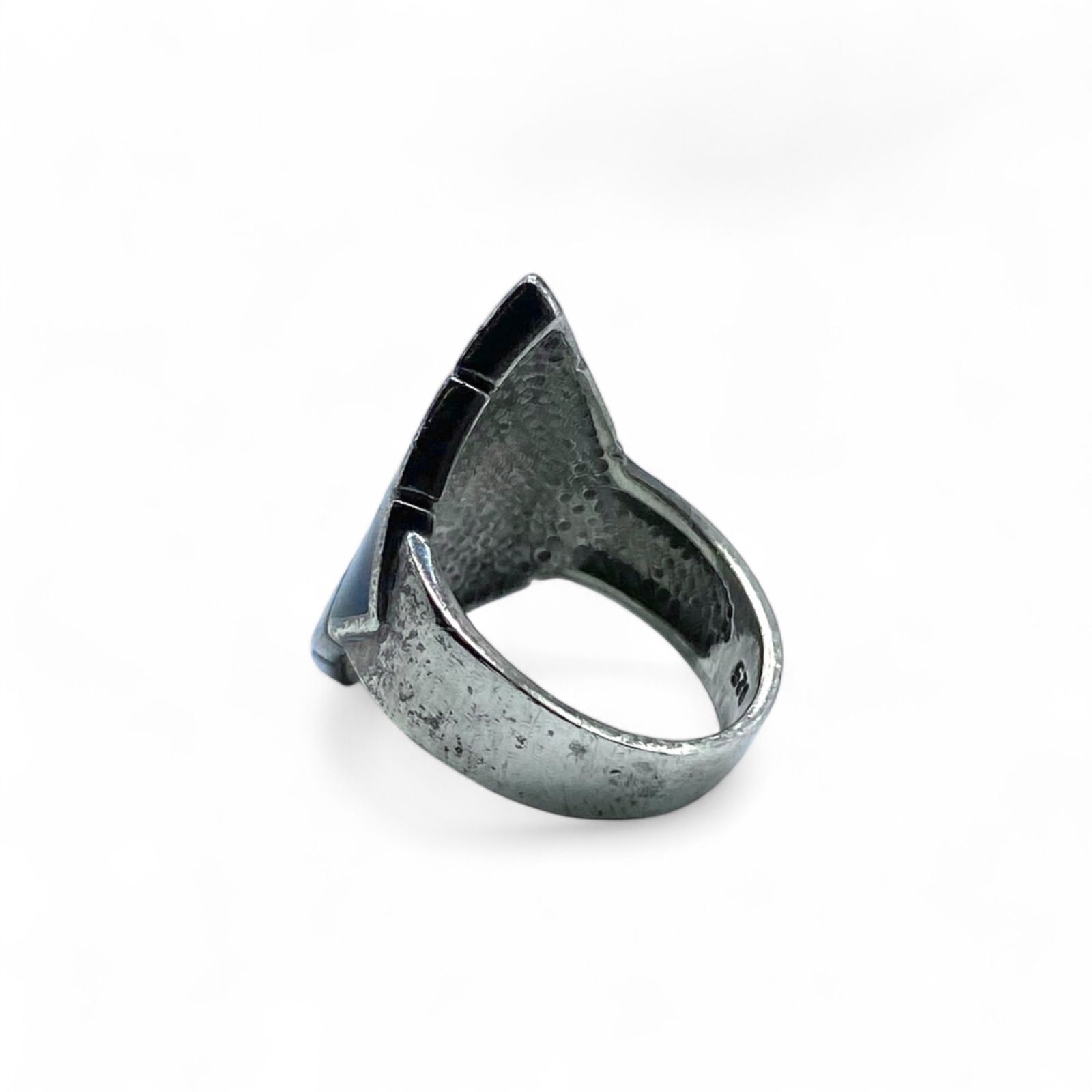 モザイクアート】 白蝶貝×黒石 Silver 925 刻印 00s Vintage Ring
