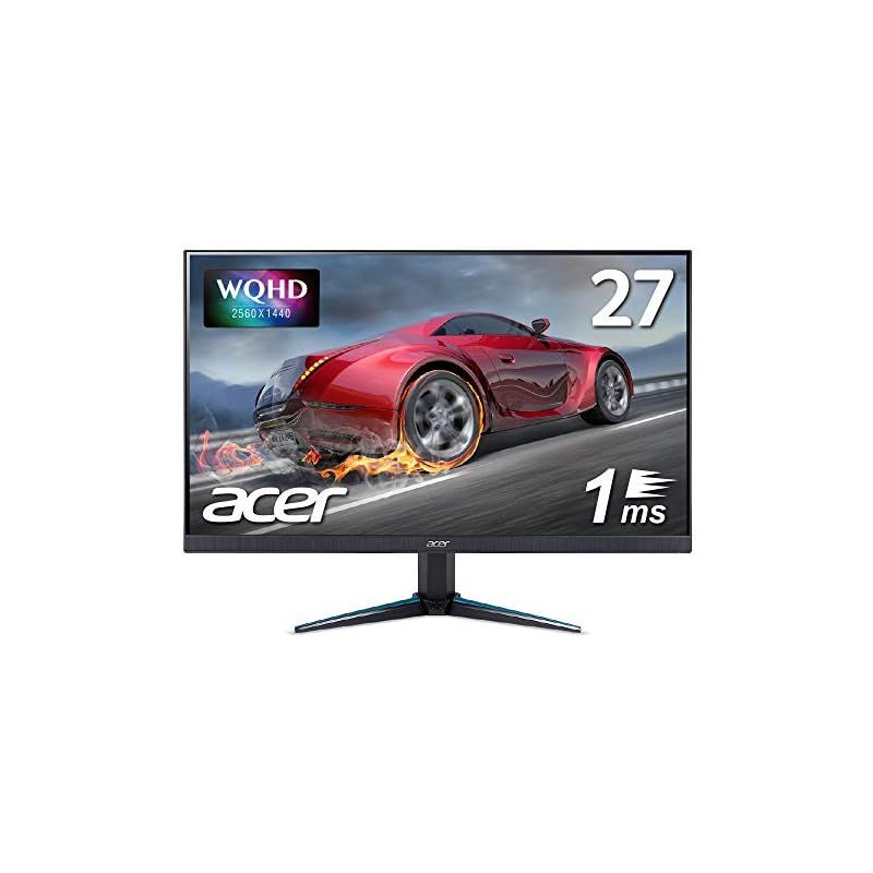 日本エイサー Acer ゲーミングモニター Nitro VG270Ubmiipx 27インチ IPS 非光沢 WQHD 1ms 75Hz FreeSync フレームレスデザイン HDMIx2 スピーカー内蔵 VESAマウント対応 チルト フリッカーレス ブルー