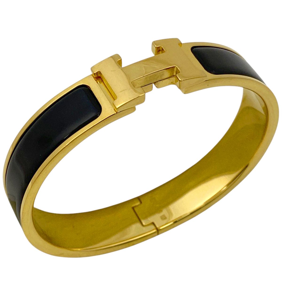 HERMES エルメス Hバングル クリッククラックPM ゴールド ブラック